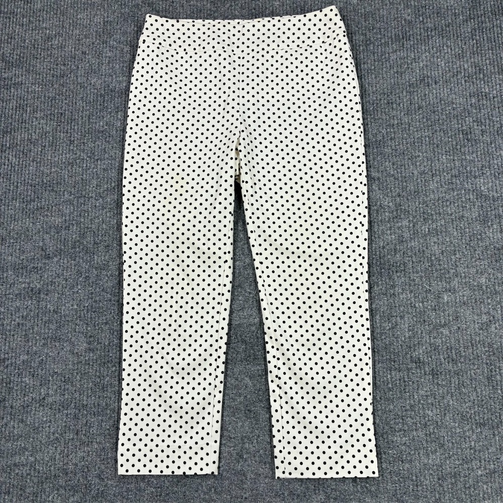 Chicos So Slimming Womens Pants Size 0 Crop Black White Polka Dot Stretch Ankle